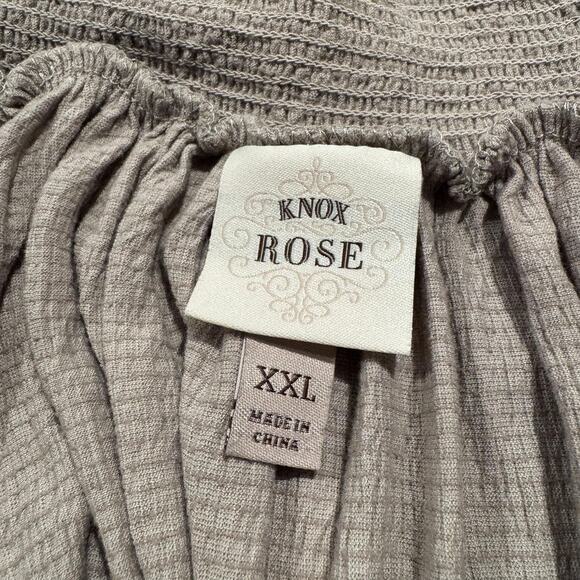 Knox Rose Womens Top Off Shoulder Tiered Sleeve Shirred Neckline Boho XXL JE - Picture 4 of 6